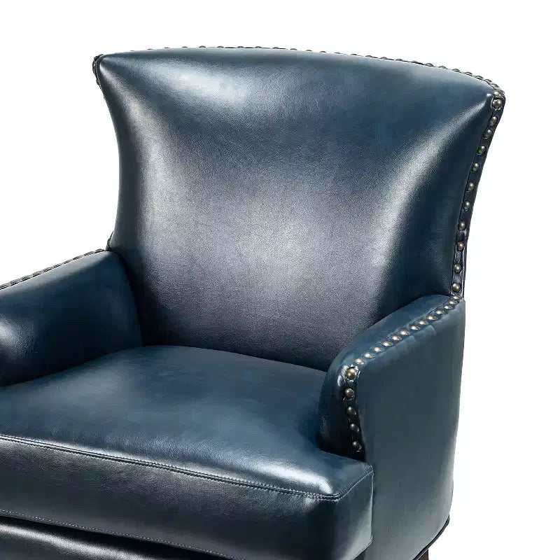 Fauteuil à oreilles en similicuir végane Jorge avec clous décoratifs pour salon et chambre | Karat Home