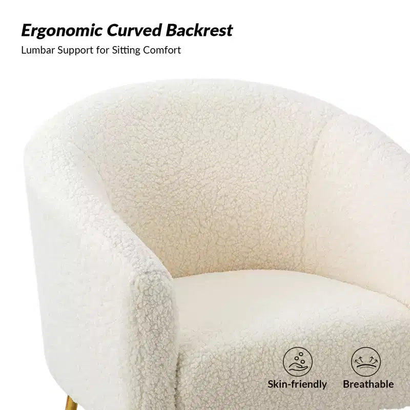Vicenza Contemporary Wooden Upholstered Polyester Accent Barrel Chair with Metal Legs for Bedroom and Living Room | Karat Home