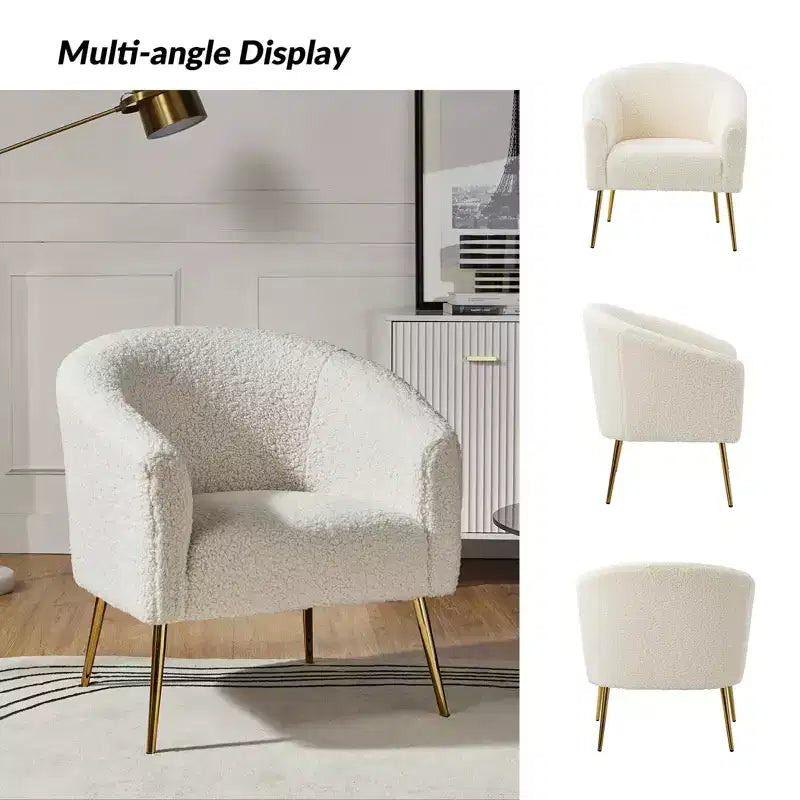 Vicenza Contemporary Wooden Upholstered Polyester Accent Barrel Chair with Metal Legs for Bedroom and Living Room | Karat Home