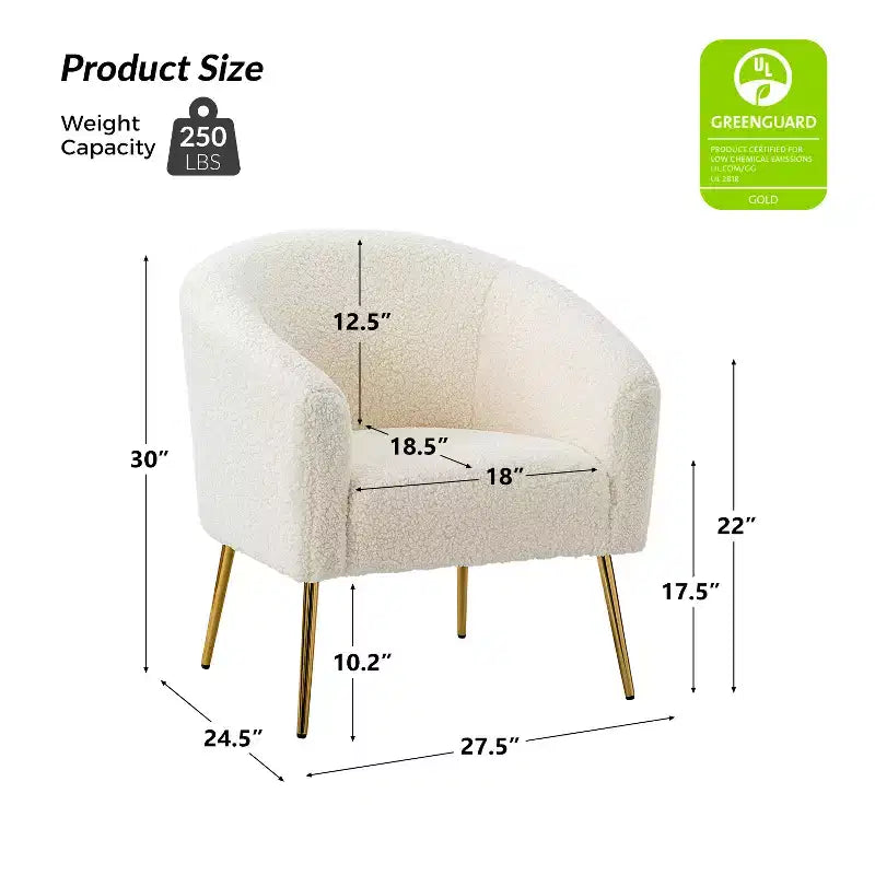 Vicenza Contemporary Wooden Upholstered Polyester Accent Barrel Chair with Metal Legs for Bedroom and Living Room | Karat Home