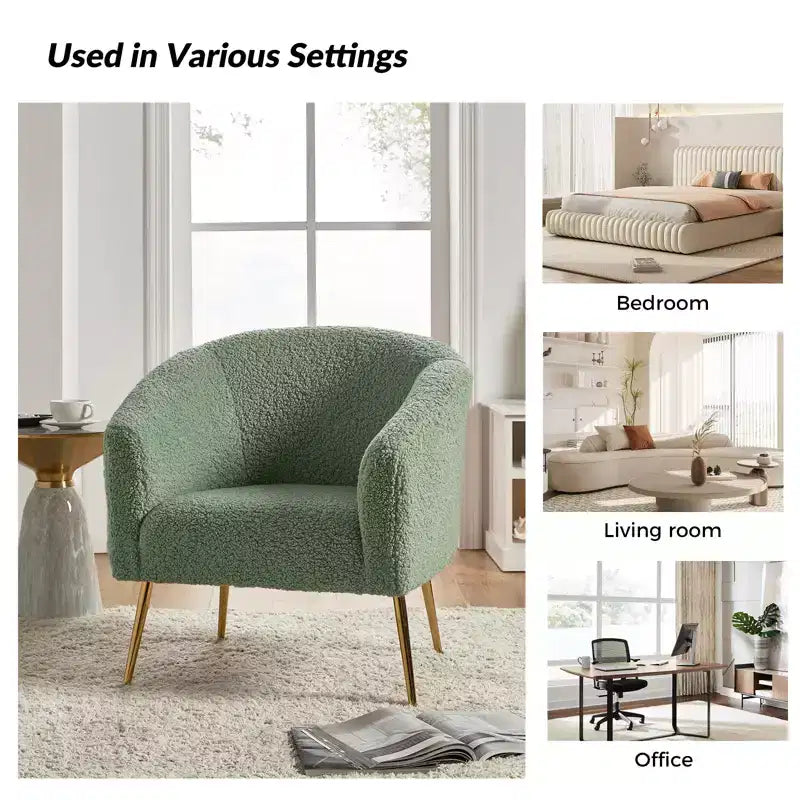 Vicenza Contemporary Wooden Upholstered Polyester Accent Barrel Chair with Metal Legs for Bedroom and Living Room | Karat Home