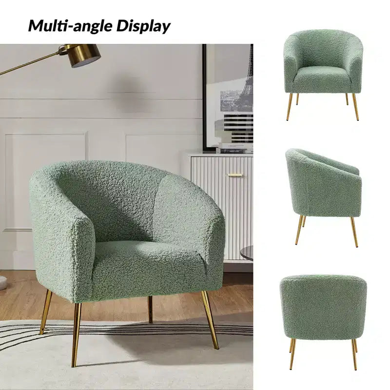 Vicenza Contemporary Wooden Upholstered Polyester Accent Barrel Chair with Metal Legs for Bedroom and Living Room | Karat Home