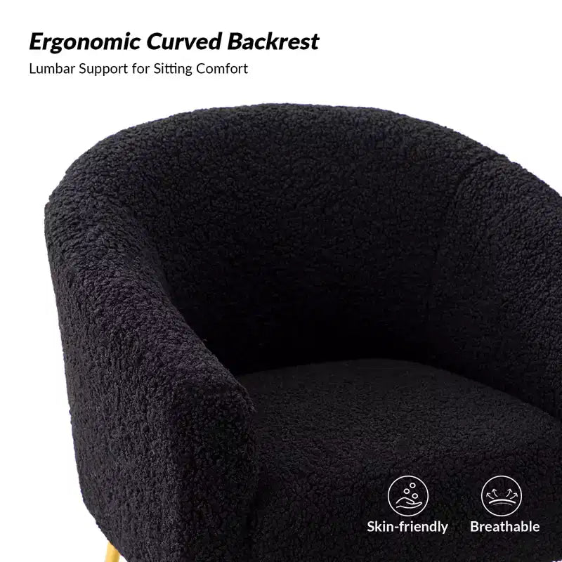 Vicenza Contemporary Wooden Upholstered Polyester Accent Barrel Chair with Metal Legs for Bedroom and Living Room | Karat Home