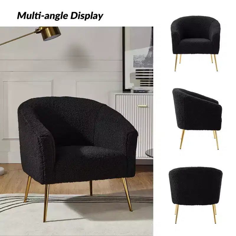 Vicenza Contemporary Wooden Upholstered Polyester Accent Barrel Chair with Metal Legs for Bedroom and Living Room | Karat Home