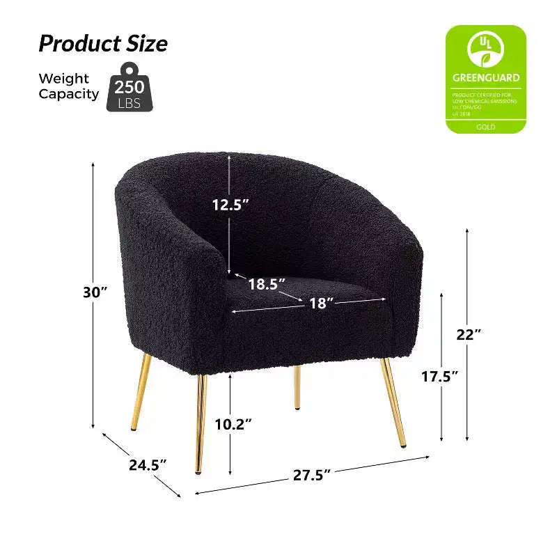 Vicenza Contemporary Wooden Upholstered Polyester Accent Barrel Chair with Metal Legs for Bedroom and Living Room | Karat Home