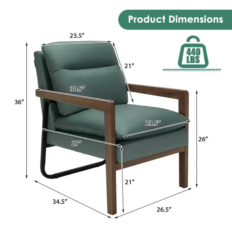 Costway Lot de 2 fauteuils d'appoint modernes avec pieds en bois et support en acier jaune/bleu/vert