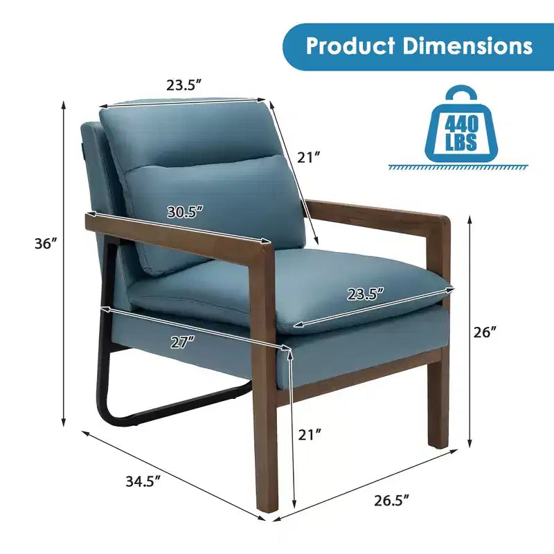 Costway Lot de 2 fauteuils d'appoint modernes avec pieds en bois et support en acier jaune/bleu/vert