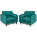 Costway Set of 2 Accent Armchair Single Sofa w/ Bolster Side Storage Pocket Teal