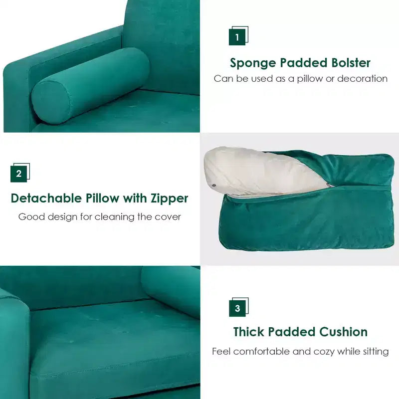 Costway Fabric Accent Armchair Single Sofa w/ Bolster & Side Storage Teal