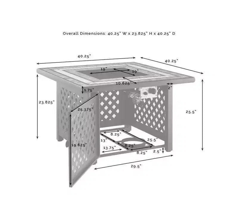 Ensemble de conversation d'extérieur Bradenton 5 pièces en osier avec table de feu - Crosley