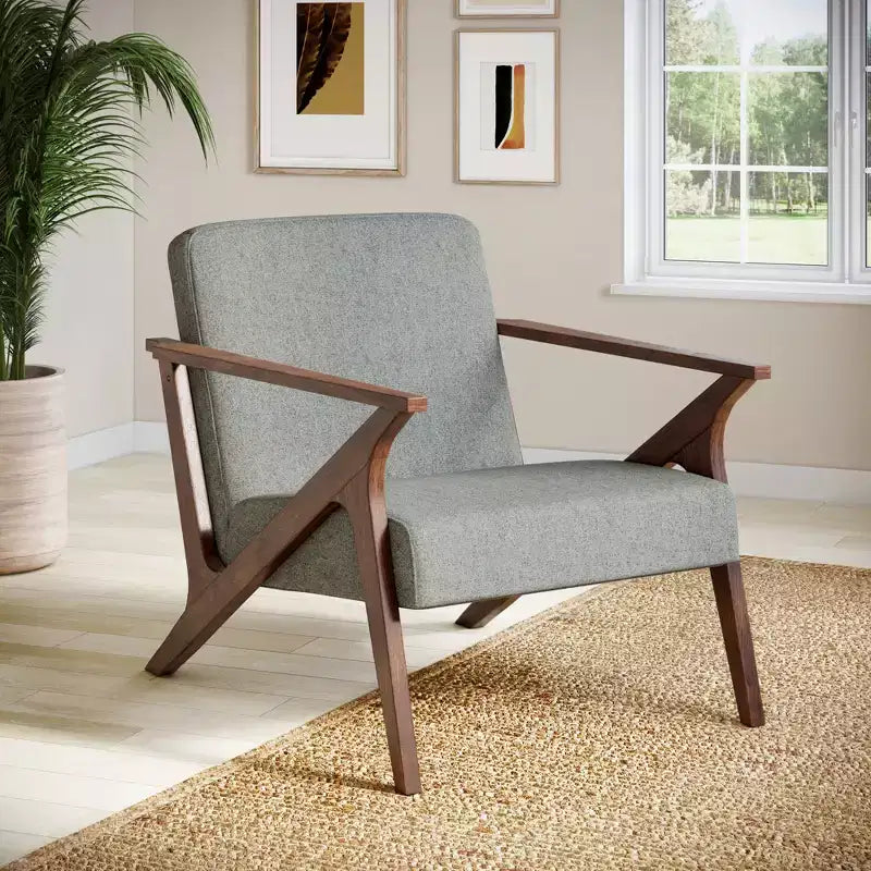 Fauteuil d'appoint rembourré Glenwillow Home 30 pouces de large, cadre en bois, style milieu de siècle