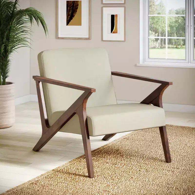 Fauteuil d'appoint rembourré Glenwillow Home 30 pouces de large, cadre en bois, style milieu de siècle