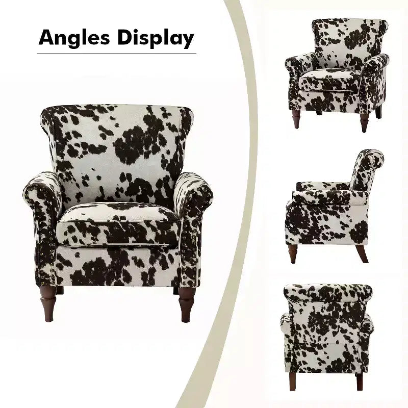 Araceli Traditional Wooden Upholstered Floral Armchair with Wingback and Nailhead Trim| ART OF LIVING DESIGNS