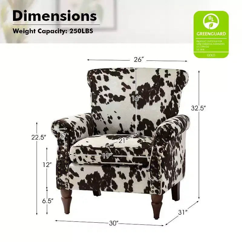 Araceli Traditional Wooden Upholstered Floral Armchair with Wingback and Nailhead Trim| ART OF LIVING DESIGNS