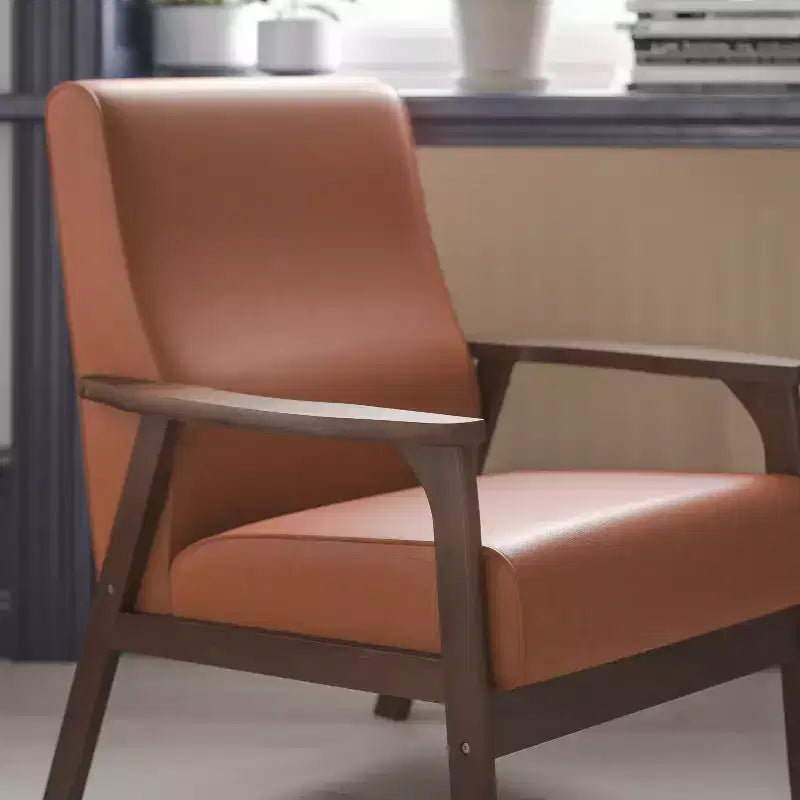 Flash Furniture Langston Commercial Grade Upholstered Mid Century Modern Arm Chair with Wooden Frame and Arms