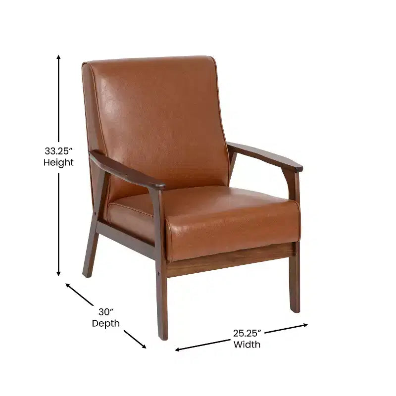 Flash Furniture Langston Commercial Grade Upholstered Mid Century Modern Arm Chair with Wooden Frame and Arms