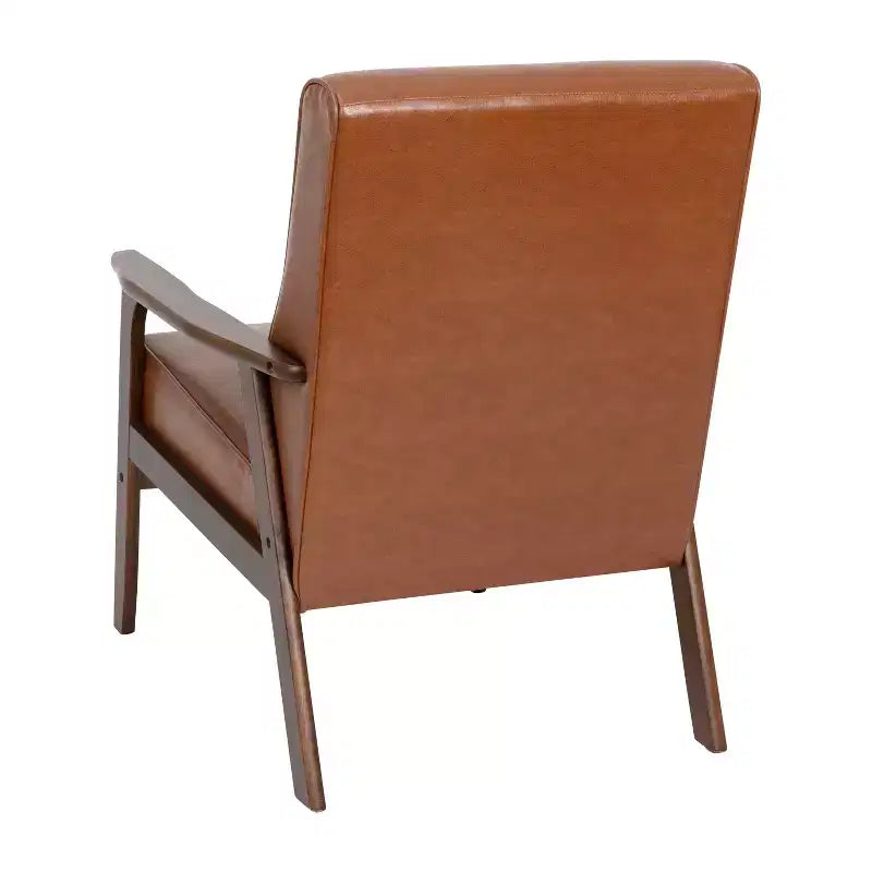 Flash Furniture Langston Commercial Grade Upholstered Mid Century Modern Arm Chair with Wooden Frame and Arms