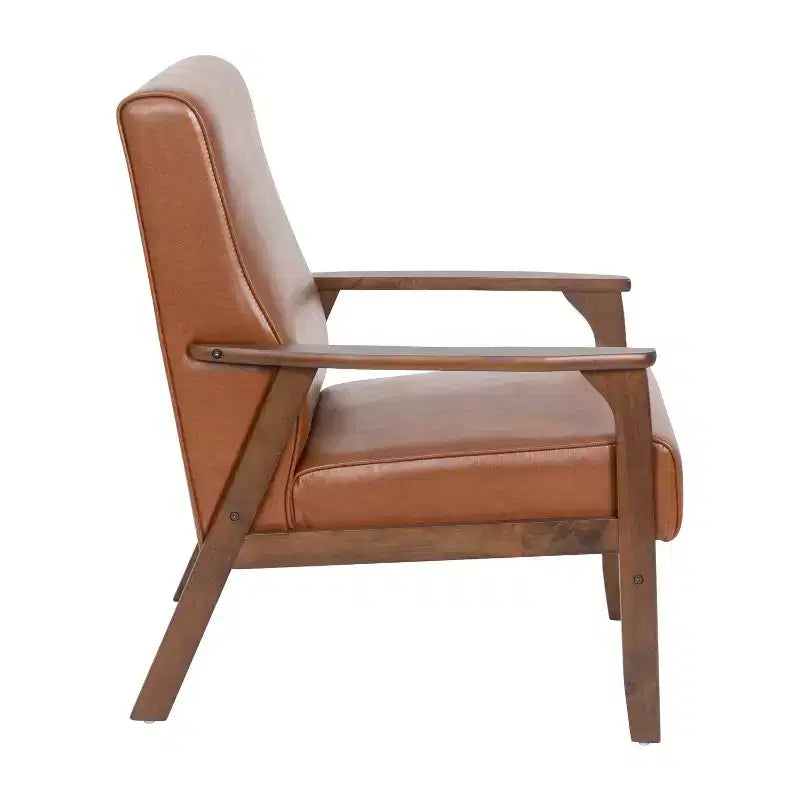 Flash Furniture Langston Commercial Grade Upholstered Mid Century Modern Arm Chair with Wooden Frame and Arms