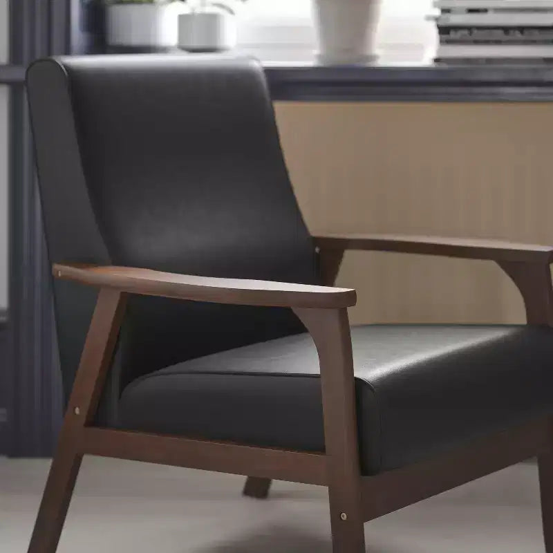 Flash Furniture Langston Commercial Grade Upholstered Mid Century Modern Arm Chair with Wooden Frame and Arms