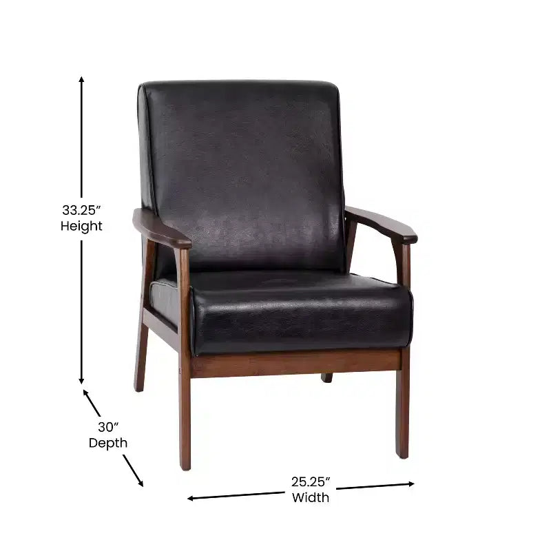 Flash Furniture Langston Commercial Grade Upholstered Mid Century Modern Arm Chair with Wooden Frame and Arms