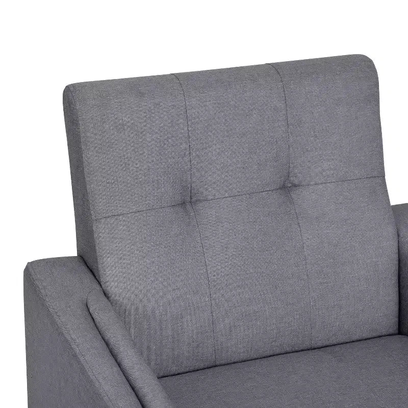 Fauteuil Merrick Lane de style moderne du milieu du siècle avec revêtement en faux lin capitonné et pieds en bois massif
