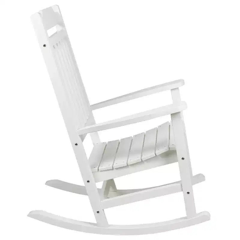 Emma et Oliver – Lot de 2 chaises berçantes d'intérieur/extérieur en polyrésine avec table d'appoint