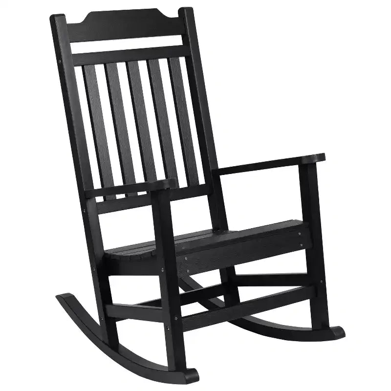 Emma et Oliver – Lot de 2 chaises berçantes d'intérieur/extérieur en polyrésine avec table d'appoint