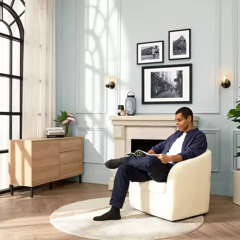 Fauteuil pivotant Monroe en fausse fourrure 28,75 po - Teamson Home