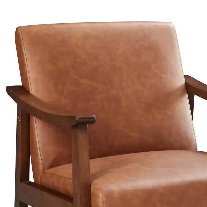 Yaheetech Modern Faux Leather Upholstered Armchair Accent Chair with Solid Wood Legs