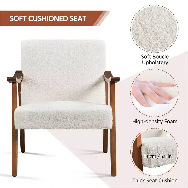 Yaheetech Modern Faux Leather Upholstered Armchair Accent Chair with Solid Wood Legs