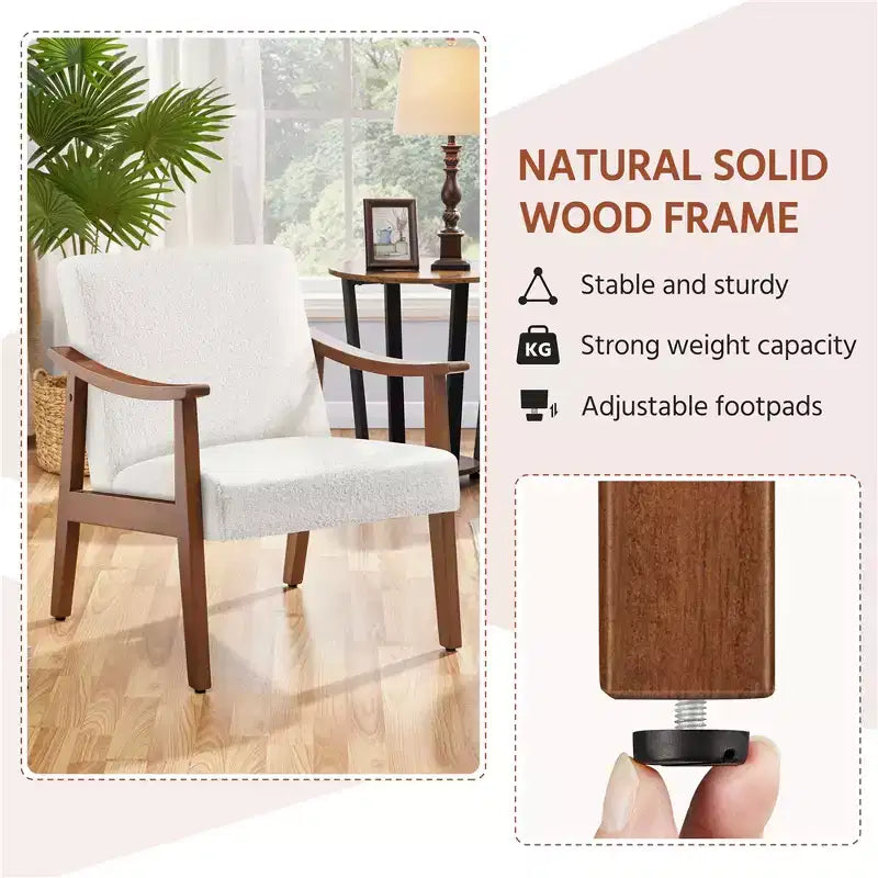 Yaheetech Modern Faux Leather Upholstered Armchair Accent Chair with Solid Wood Legs
