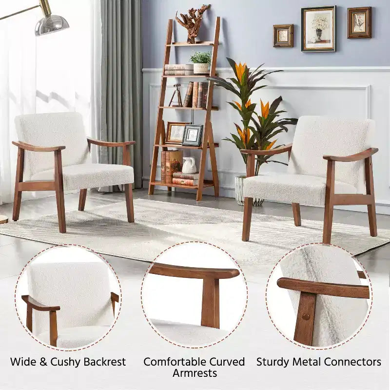 Yaheetech Modern Faux Leather Upholstered Armchair Accent Chair with Solid Wood Legs
