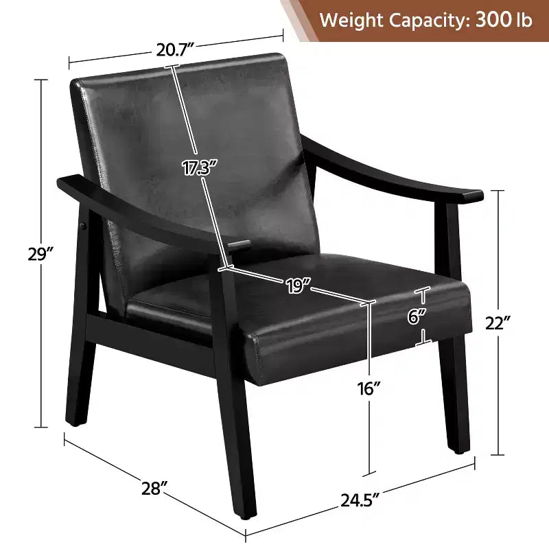 Yaheetech Modern Faux Leather Upholstered Armchair Accent Chair with Solid Wood Legs