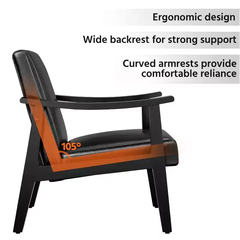 Yaheetech Modern Faux Leather Upholstered Armchair Accent Chair with Solid Wood Legs