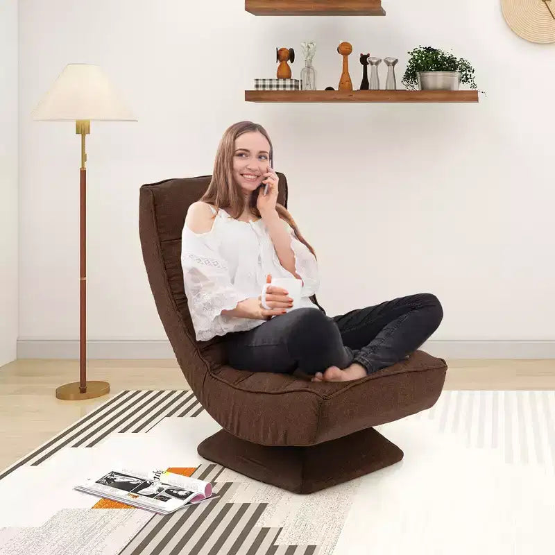 Chaise de sol pivotante à 360° Costway, chaise paresseuse réglable sur 5 niveaux avec oreiller de massage gris/noir/marron