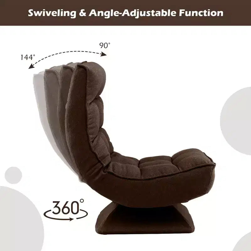 Chaise de sol pivotante à 360° Costway, chaise paresseuse réglable sur 5 niveaux avec oreiller de massage gris/noir/marron
