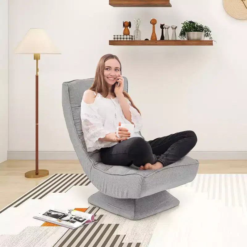Chaise de sol pivotante à 360° Costway, chaise paresseuse réglable sur 5 niveaux avec oreiller de massage gris/noir/marron