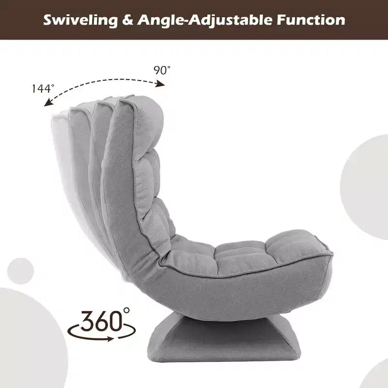 Chaise de sol pivotante à 360° Costway, chaise paresseuse réglable sur 5 niveaux avec oreiller de massage gris/noir/marron