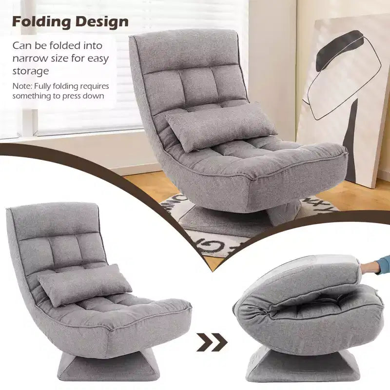 Chaise de sol pivotante à 360° Costway, chaise paresseuse réglable sur 5 niveaux avec oreiller de massage gris/noir/marron