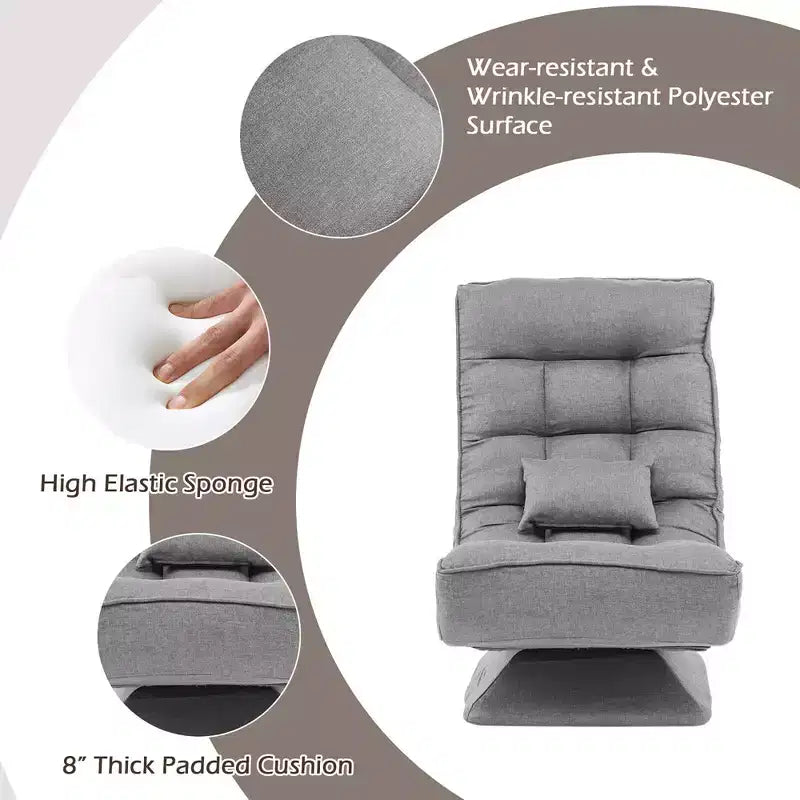 Chaise de sol pivotante à 360° Costway, chaise paresseuse réglable sur 5 niveaux avec oreiller de massage gris/noir/marron