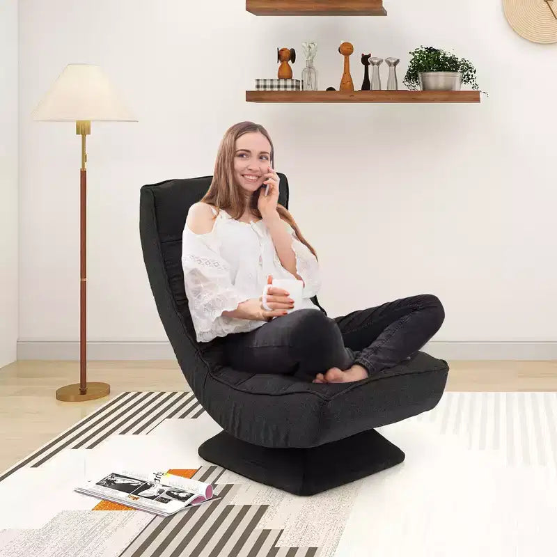 Chaise de sol pivotante à 360° Costway, chaise paresseuse réglable sur 5 niveaux avec oreiller de massage gris/noir/marron