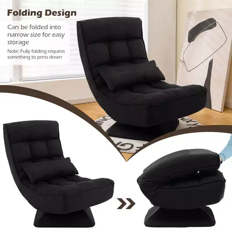 Chaise de sol pivotante à 360° Costway, chaise paresseuse réglable sur 5 niveaux avec oreiller de massage gris/noir/marron