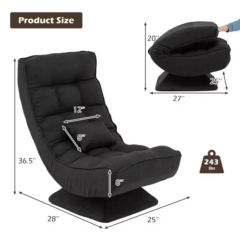 Chaise de sol pivotante à 360° Costway, chaise paresseuse réglable sur 5 niveaux avec oreiller de massage gris/noir/marron