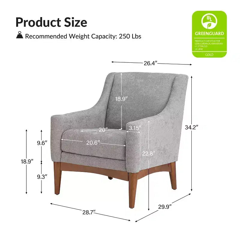 Set of 2 Gerard Mid-century Modern Style Armchair with Sloped Arms| ART OF LIVING DESIGNS