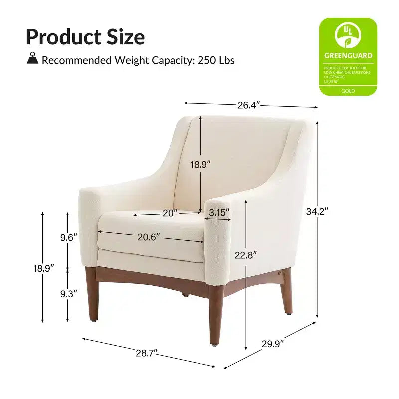 Set of 2 Gerard Mid-century Modern Style Armchair with Sloped Arms| ART OF LIVING DESIGNS