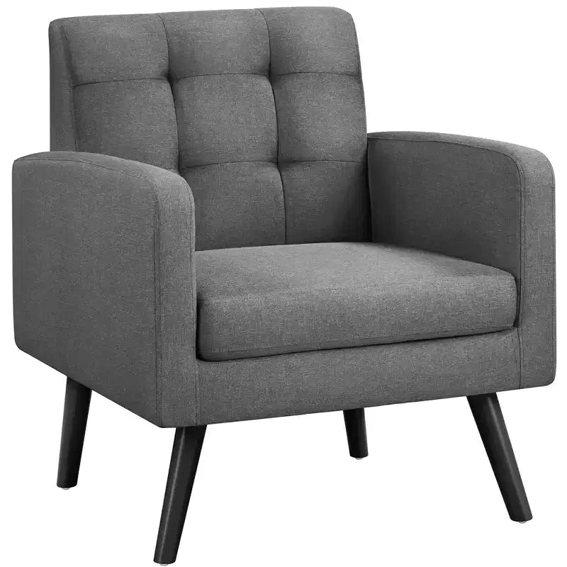 Yaheetech Modern Armchair Accent Chair Fabric Tufted with Rubber Wooden Leg