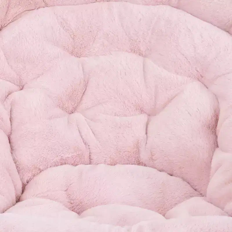 Emma and Oliver Oversize Folding Saucer Chair with Cozy Faux Fur Cushion and Metal Frame for Dorms, Bedrooms, Apartments and More
