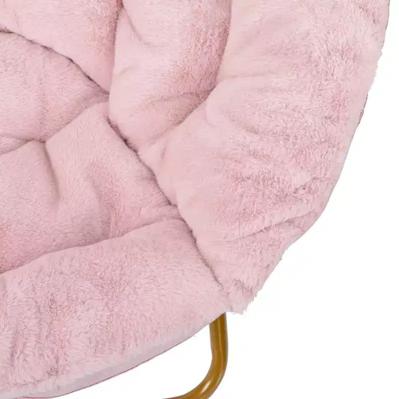 Emma and Oliver Oversize Folding Saucer Chair with Cozy Faux Fur Cushion and Metal Frame for Dorms, Bedrooms, Apartments and More