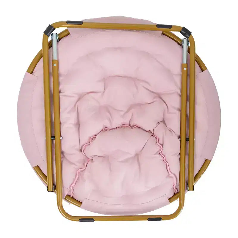 Emma and Oliver Oversize Folding Saucer Chair with Cozy Faux Fur Cushion and Metal Frame for Dorms, Bedrooms, Apartments and More