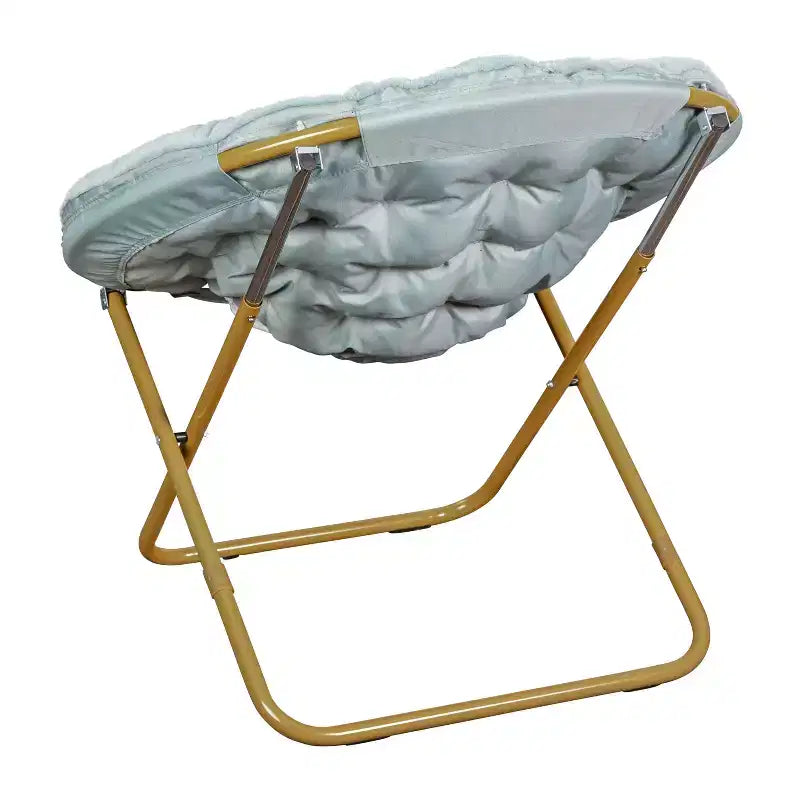 Emma and Oliver Oversize Folding Saucer Chair with Cozy Faux Fur Cushion and Metal Frame for Dorms, Bedrooms, Apartments and More